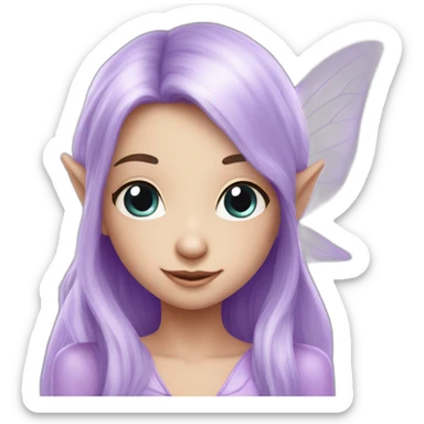 cute lilac elf fairy with long hair sticker