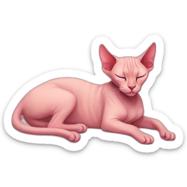 pink sphinx cat sleeping full body sticker