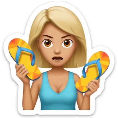 an angry mother with a flip-flop in her hand sticker