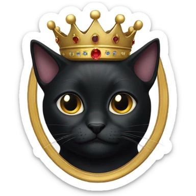 dark black cat with a king crown on sticker