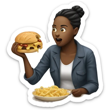 Eating something yummy woman sticker