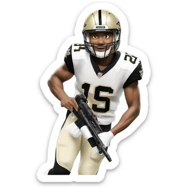 Spencer rattler holding a bazooka in saints jersey sticker