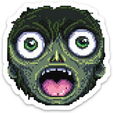 shocked and horrified face with wide eyes and mouth agape, pixel art style sticker