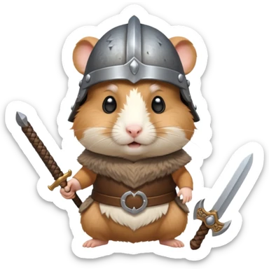 hamster with viking helmet and sword sticker