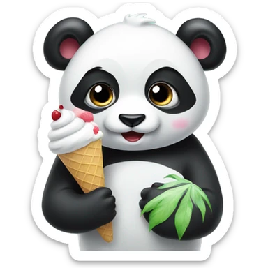 Panda eating ice cream sticker
