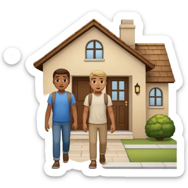 two guys entering on their house sticker