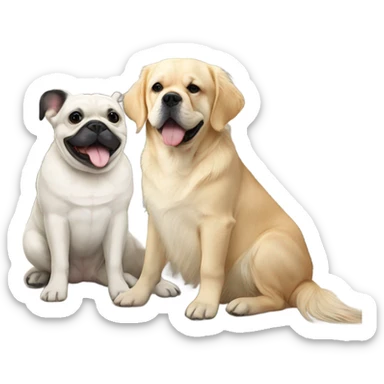 English cream golden retriever and an oreo colored frenchie as best friends sticker