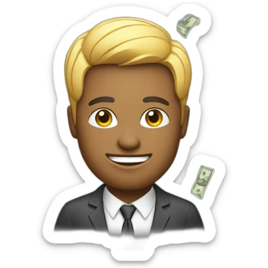 Entrepreneur with money sticker
