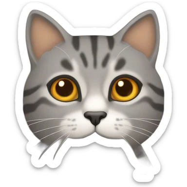 Tabby gray cat with beige mouth and dark nose and orange golden eyes sticker