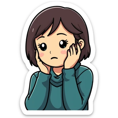 girl hand around neck while crying  sticker