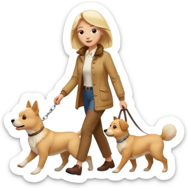 blonde woman wearing white walking only one malese dog sticker