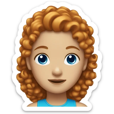 A girl with ginger curly head and blue eyes sticker