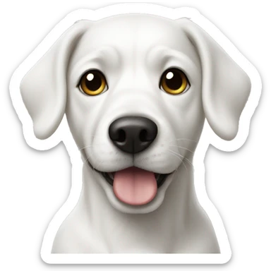 white dog with black spot on half of the face sticker