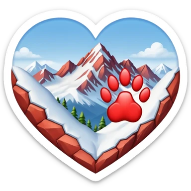 heart with a paw print and a mountain sticker