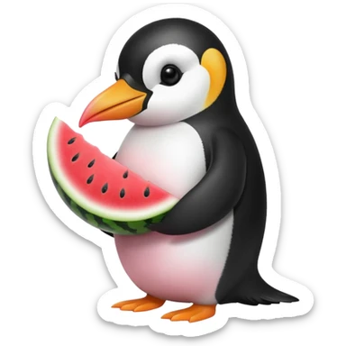penguin eating watermelon sticker