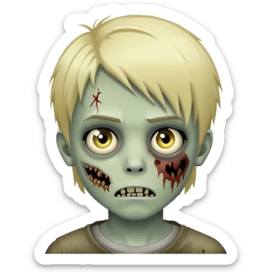 Boy zombie with blonde emo hair sticker