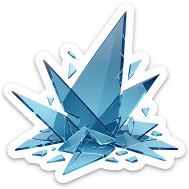 3D render of Broken Glass Shards, forensic investigation aesthetic, sterile clinical lighting, cool blue undertones, sharp high-contrast details, professional clean look. sticker