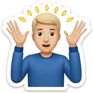 man with hands up, showing open palms, surprised face sticker