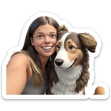 happy girl with dog outdoors sticker