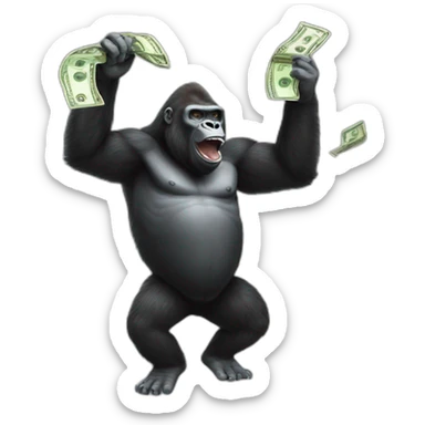 gorilla throwing money sticker