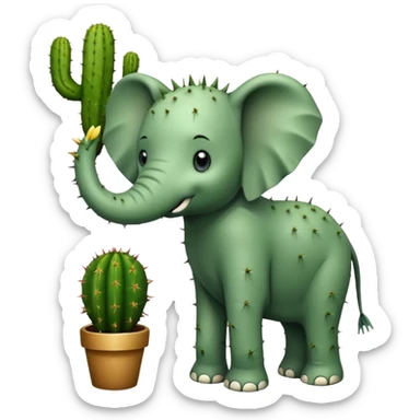 An elephant with a cactus body sticker