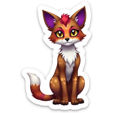 Vibrant dark edgy gothic Falvie-Fionbri-creature-sparkle-feline-fursona, full body, with random markings sticker