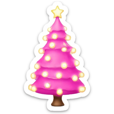Pink Christmas tree with lights  sticker