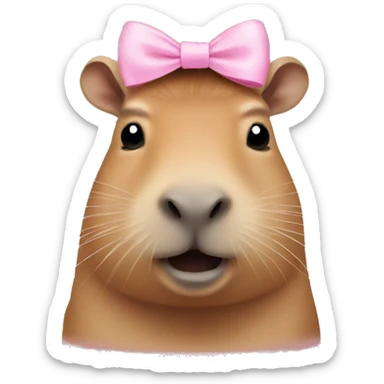 capybara with light pink bow on head sticker