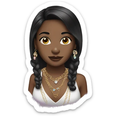black haired girl  with jewelry sticker