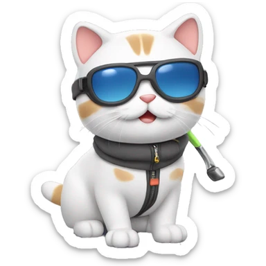 Cute cat skiing  sticker