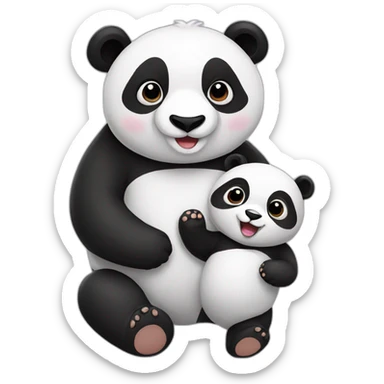 Panda with baby panda sticker