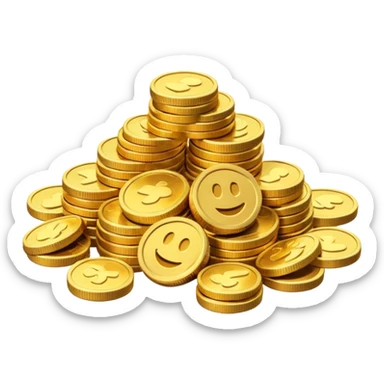 small pile of gold coins, 3D emoji style, shiny gold, no symbols, no text,  sticker