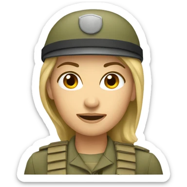 a caucasian female soldier sticker