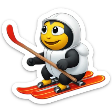 Coccinelle sur loutre qui fait du ski sticker