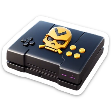 Clash of Clans aesthetic: Cinematic Playful PlayStation 3 Console Portrait Emoji, rendered in a 3D vector-style similar to standard emojis with minimal shading and bold, simplified shapes. A compact, distinct form with signature details, softly glowing with a cutting-edge console technology charm. Simplified yet unmistakably iconic, highly detailed and consistent, glowing with a soft radiance and high shine. Stylized with a touch of technological advancement and a soft glowing outline, capturing the essence of a beloved gaming relic with a friendly, playful manner! sticker