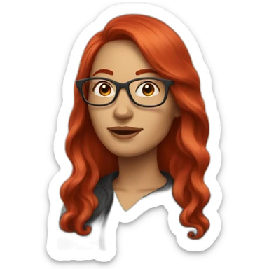 woman with long red hair and red glasses sticker