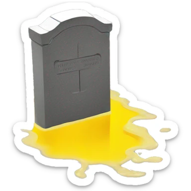headstone in a puddle of yellow water sticker