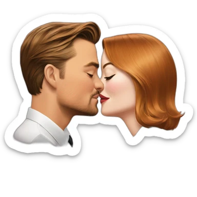 Emma Stone kissing Leonardo DiCaprio  sticker
