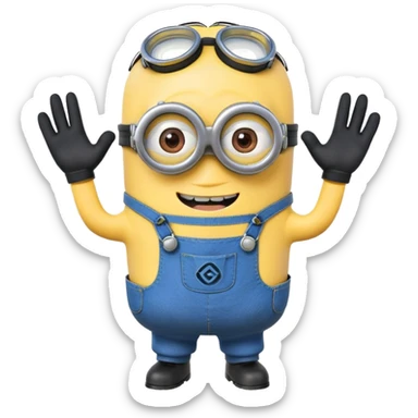 minion from despicable me, yellow character with blue overalls and goggles sticker