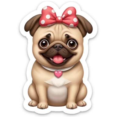Pug wearing Minnie Mouse ears sticker