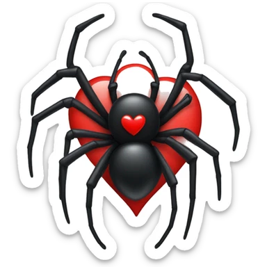 Black widow spider, red heart  sticker