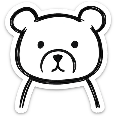 simple bear icon, minimalist and bold, clean black outlines, no fill, modern icon style sticker