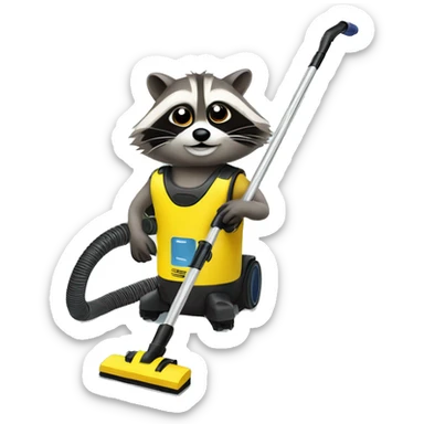 raccoon with a Karcher vacuum cleaner sticker