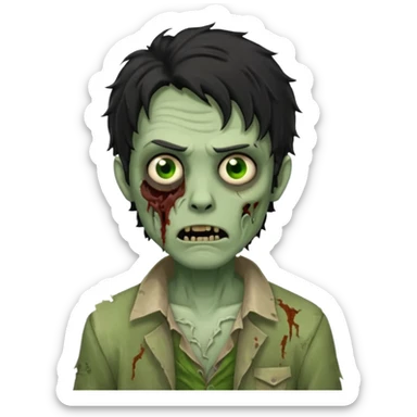 Zombie cabelo liso ondulado preto masculino  sticker
