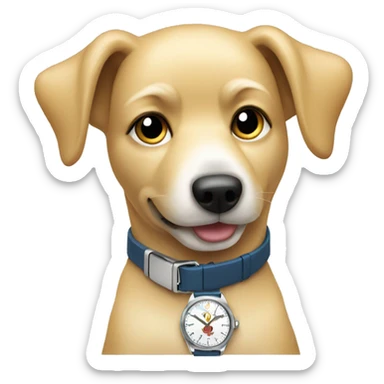 Blonde dog with watch on wrist sticker