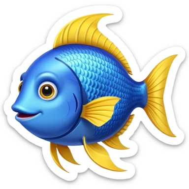blue happy fish looking right sticker