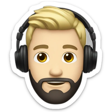 White guy with half blond half black hairs and a black beard djing sticker