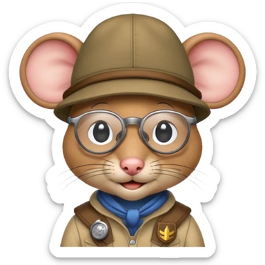 humaniod mice with a scout hat with glasses sticker