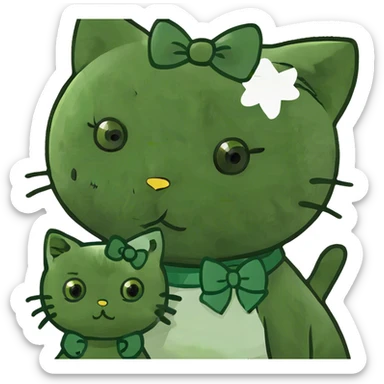 Hello kitty with a kitten sticker