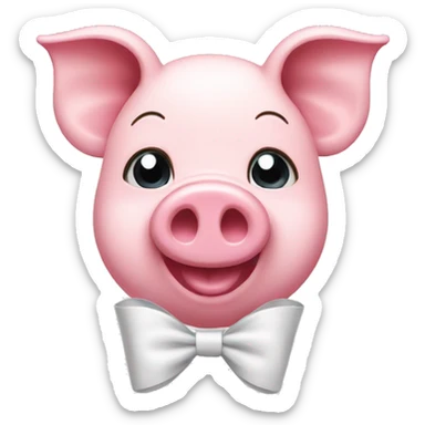 Pink pig with a white bow  sticker
